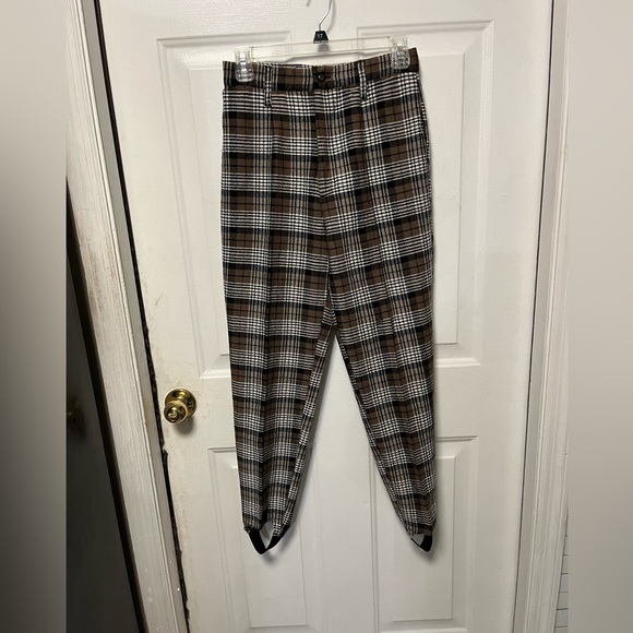 jean wyler Pants - Vintage Jean Wyler Classic Plaid women’s stirrup Pants in Brown and Black